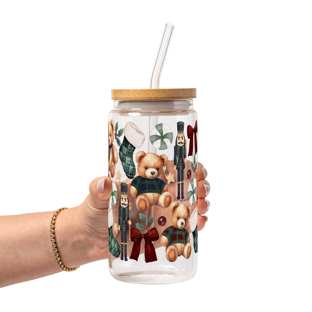 Plaid Teddy Christmas Cups