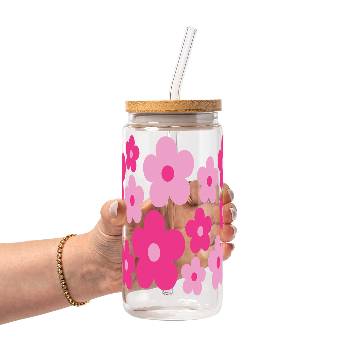 Retro Pink Daisy Floral Cups